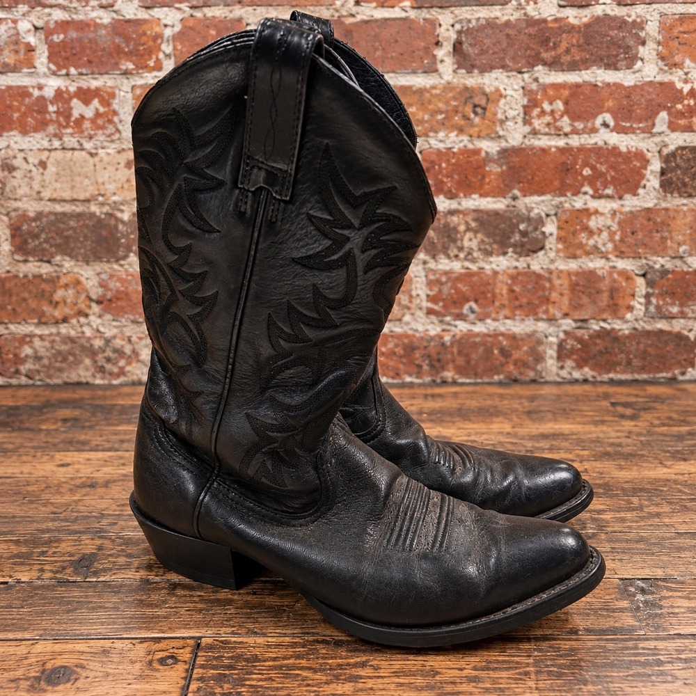 Ariat Heritage Western Black Leather Cowboy Boots Ranch Mens 8D 34770 R-Toe